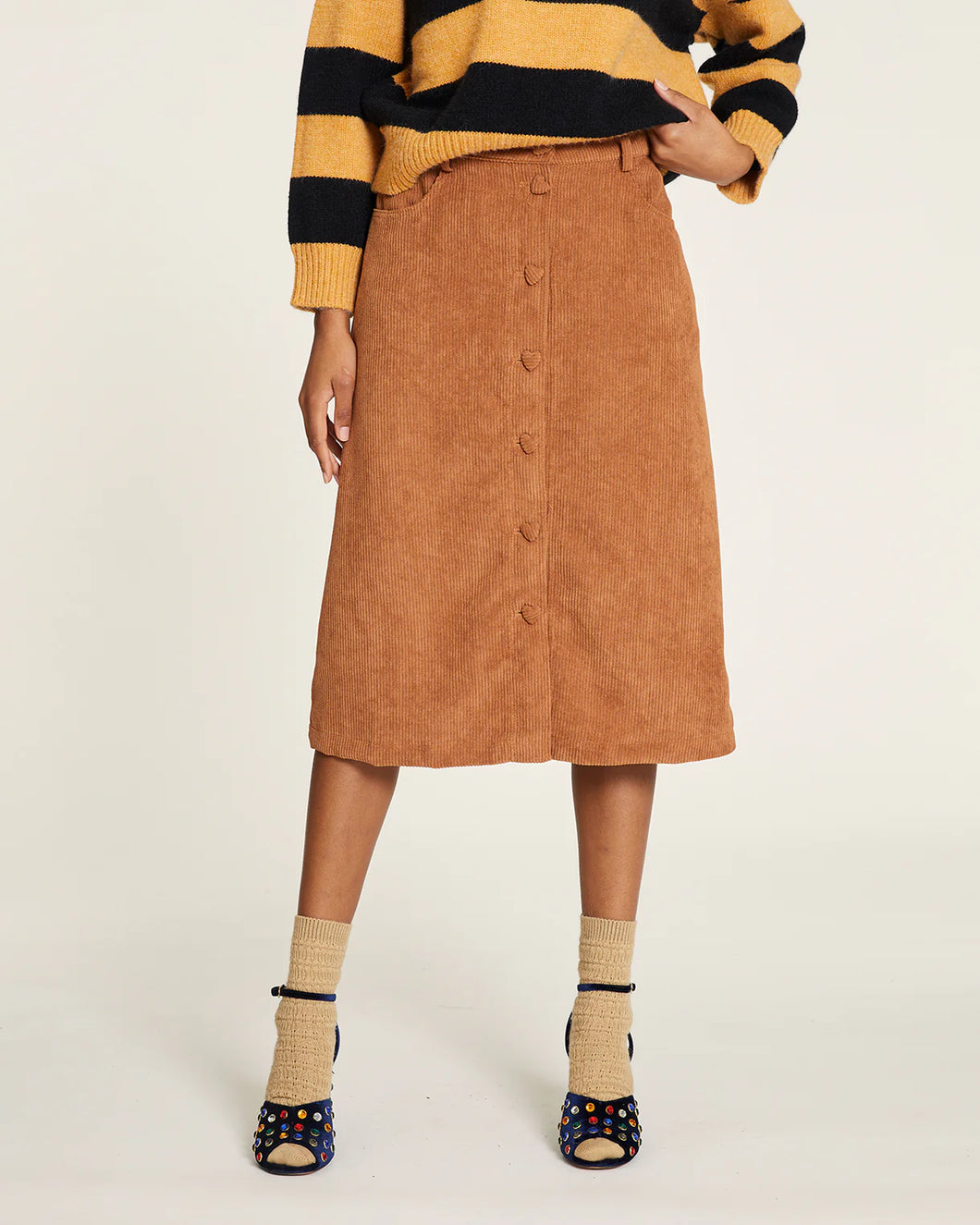 Pepa Loves - Gonna longuette in velluto Biscotto