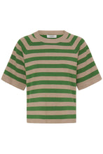 Carica l'immagine nel visualizzatore di Gallery, BYoung - Tshirt Filato righe Verde e Sabbia
