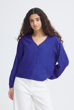 Carica l'immagine nel visualizzatore di Gallery, Ichi - Blusa misto lino Blu Royal
