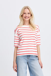 BYoung - Tshirt righe in filato di viscosa - Rosso
