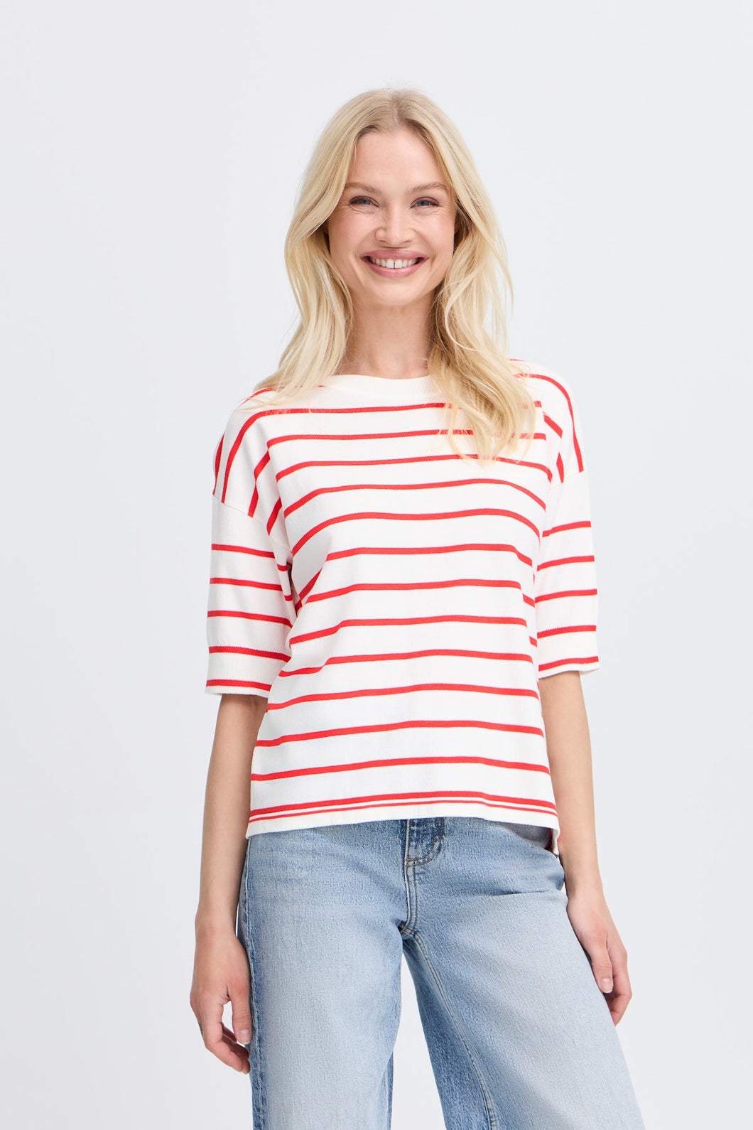 BYoung - Tshirt righe in filato di viscosa - Rosso