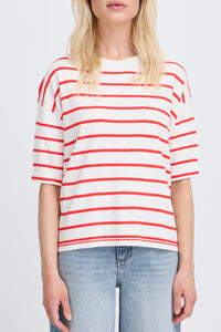 BYoung - Tshirt righe in filato di viscosa - Rosso