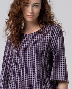 Surkana - Maglia manica 3/4 fantasia Geo Malva