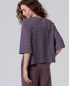 Surkana - Maglia manica 3/4 fantasia Geo Malva