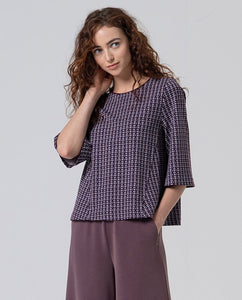 Surkana - Maglia manica 3/4 fantasia Geo Malva