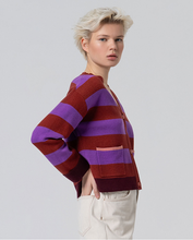 Carica l&#39;immagine nel visualizzatore di Gallery, Surkana - Cardigan Righe Viola e Cotto
