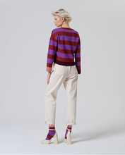 Carica l&#39;immagine nel visualizzatore di Gallery, Surkana - Cardigan Righe Viola e Cotto
