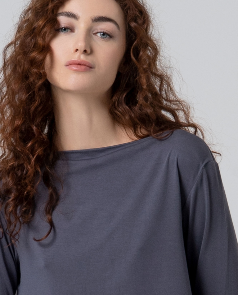 Surkana - Tshirt basic in bambù Grigio Perla