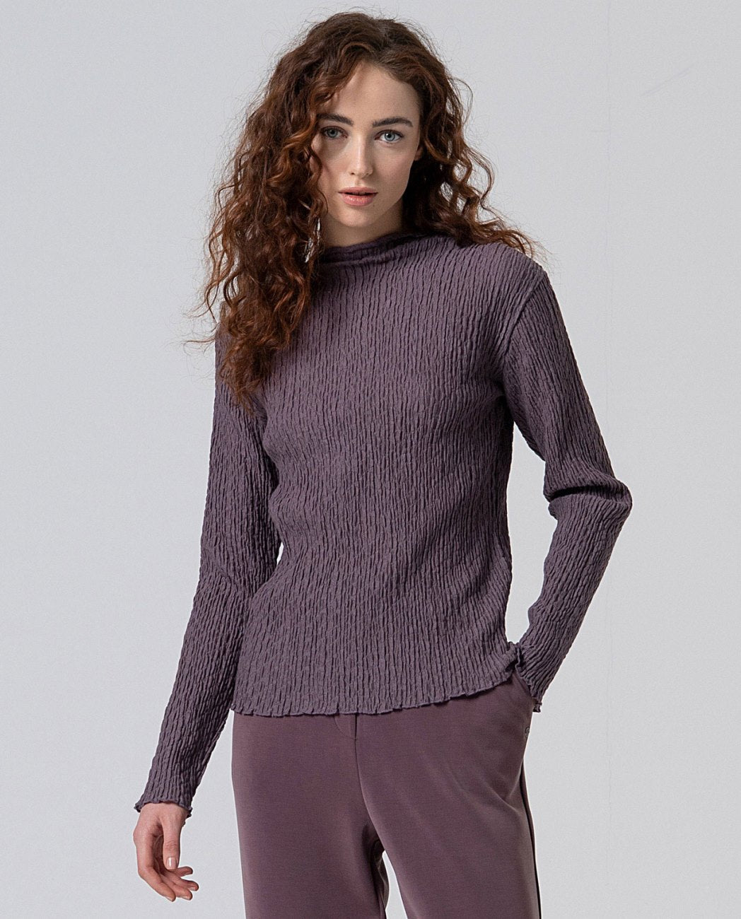 Surkana - Maglia lupetto tessuto increspato Malva