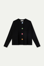 Carica l'immagine nel visualizzatore di Gallery, Compania Fantastica - Cardigan Nero bottoni colorati
