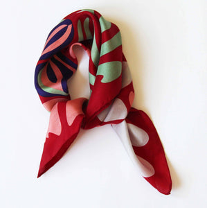 Foulard in seta Flower Power Rosso