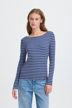 Carica l&#39;immagine nel visualizzatore di Gallery, Ichi - Tshirt a righe Azzurro e Caffè
