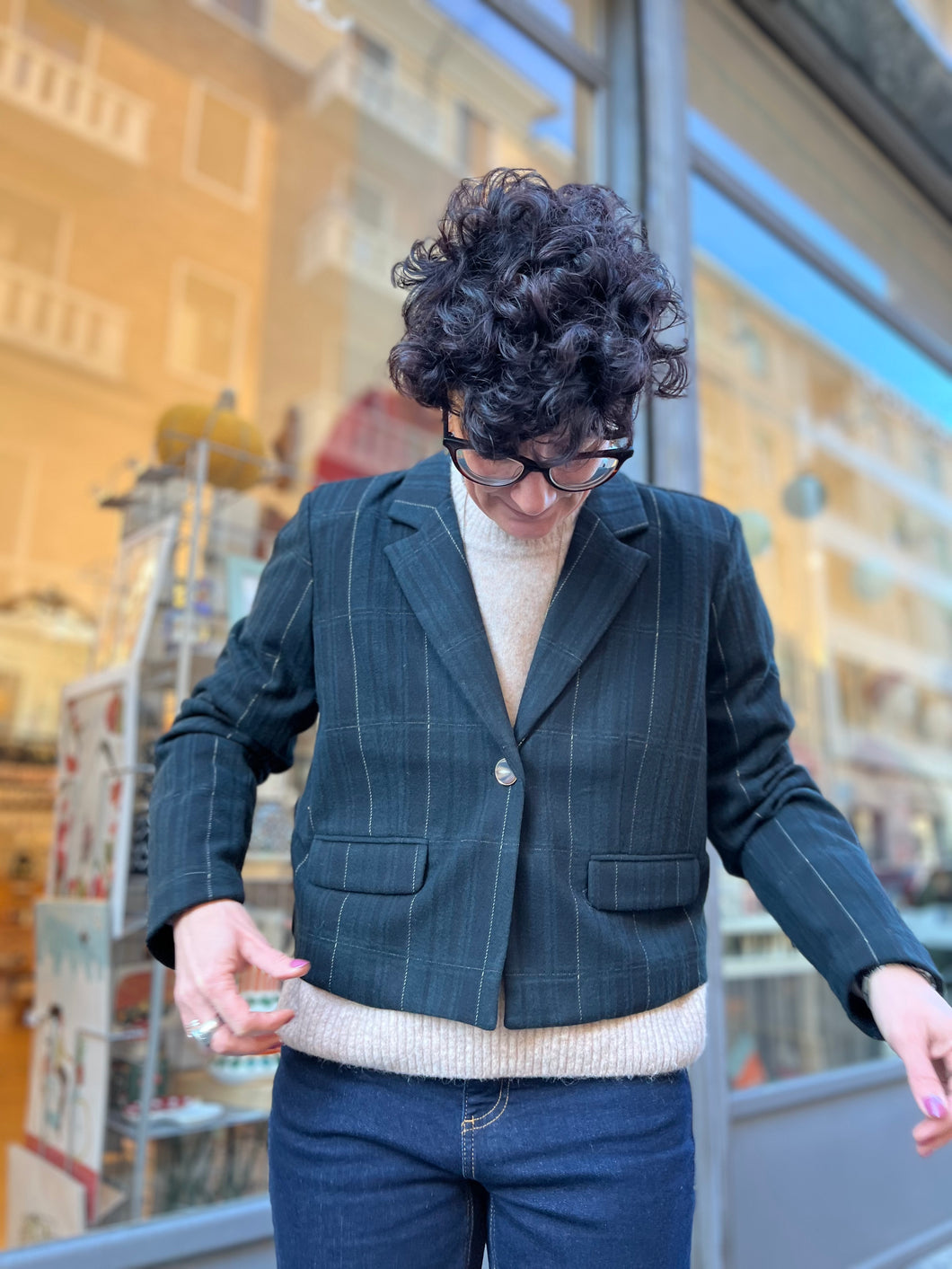 Ichi - Blazer Scozzese Nero