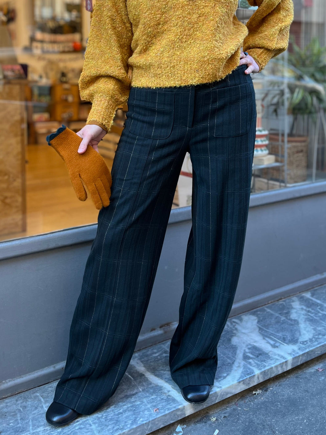 Ichi - Pantalone Scozzese Nero