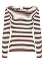 Carica l&#39;immagine nel visualizzatore di Gallery, Ichi - Tshirt a righe Bianco e Caffè

