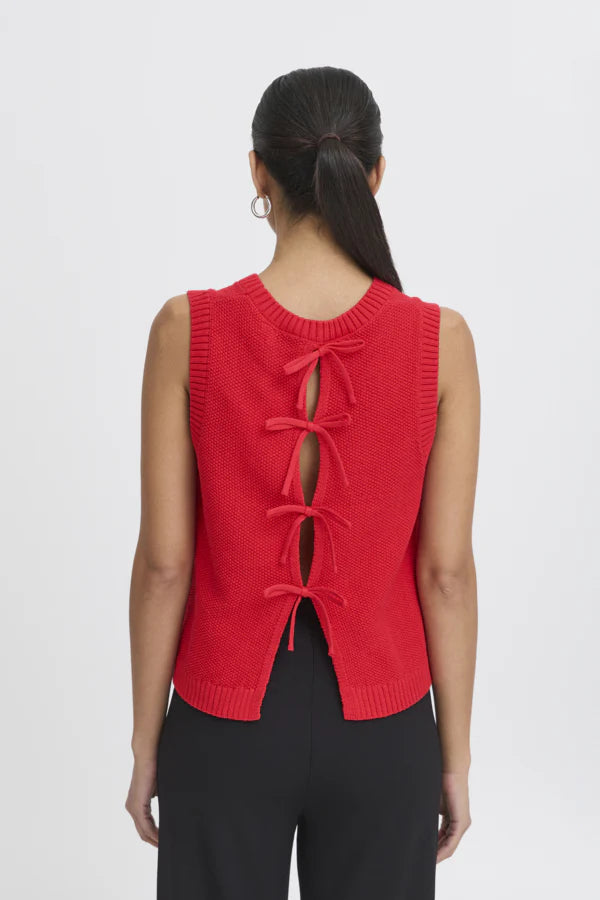 Ichi - Gilet rosso fiocchetti
