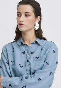 BYoung - Camicia jeans con ricami
