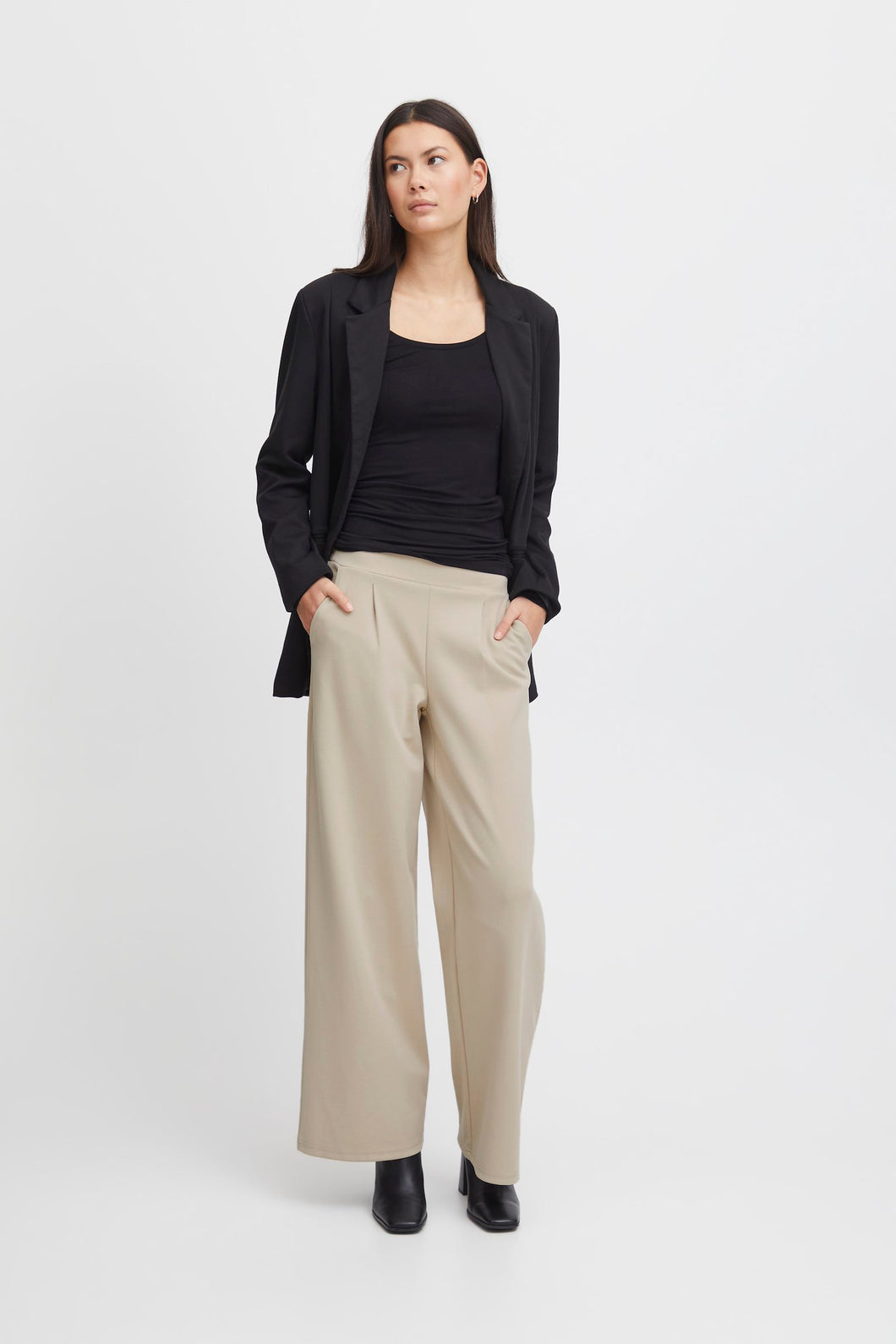 Ichi - Pantalone Kate largo Beige