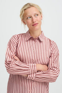 BYoung - Camicia Righe Rosa e Bordeaux