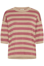 Carica l&#39;immagine nel visualizzatore di Gallery, BYoung - Maglia righe mezza manica Rosa e Seppia
