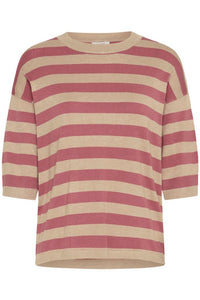 BYoung - Maglia righe mezza manica Rosa e Seppia