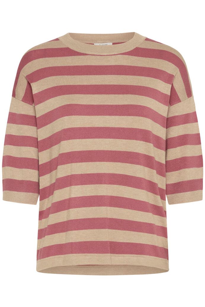 BYoung - Maglia righe mezza manica Rosa e Seppia