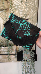 Pochette ricamo Mexico Nero e Aqua