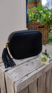 Borsetta Ovale Pelle - Senape - Nero